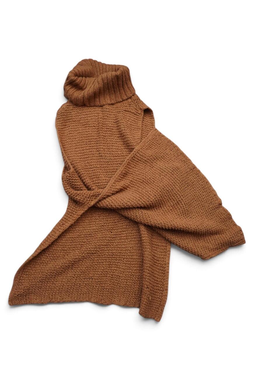 Free People Sweater Womens Small Brown Sleeveless Turtleneck Tunic Chunky Knit